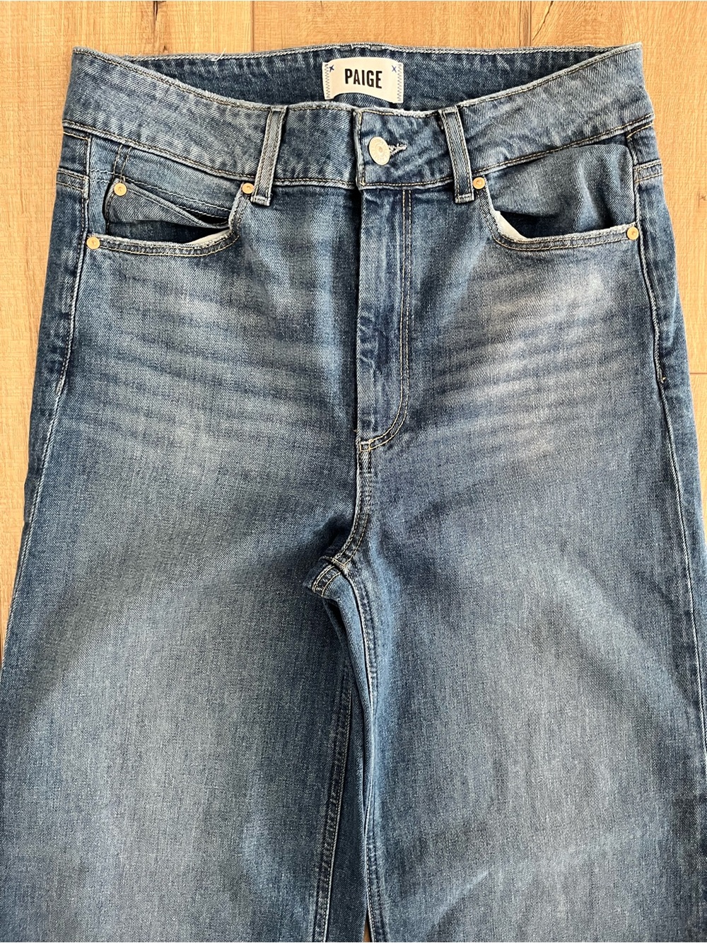 PAIGE Women's Sasha Wide Leg Jeans 28 High Rise Stretch Stefania Distressed 32" - Picture 5 of 14
